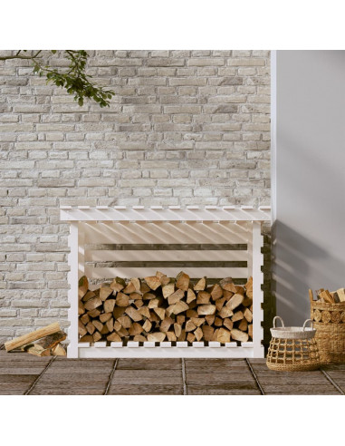 Portalegna Bianco 108x73x79 cm in Legno Massello di Pino