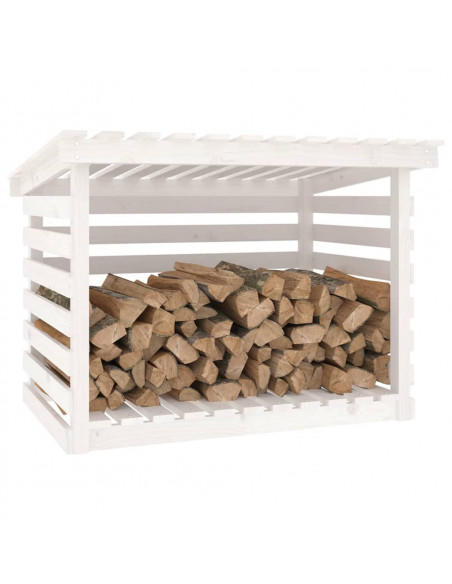 Portalegna Bianco 108x73x79 cm in Legno Massello di Pino
