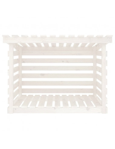 Portalegna Bianco 108x73x79 cm in Legno Massello di Pino