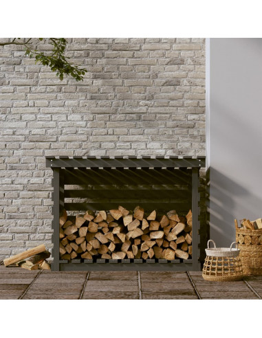 Portalegna Grigio 108x73x79 cm in Legno Massello di Pino