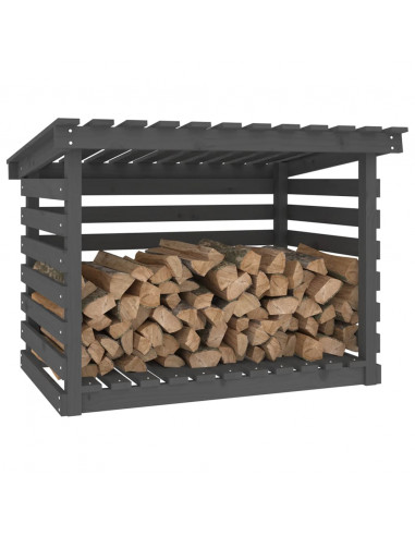 Portalegna Grigio 108x73x79 cm in Legno Massello di Pino