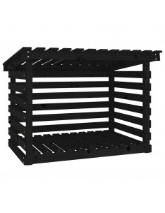 Portalegna Nero 108x73x79 cm in Legno Massello di Pino 2