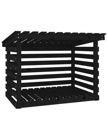 Portalegna Nero 108x73x79 cm in Legno Massello di Pino