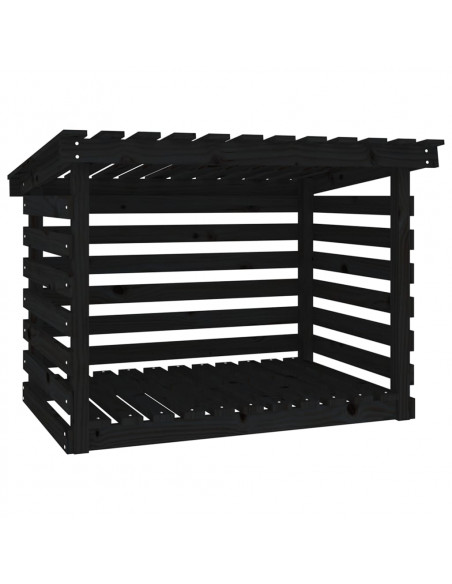 Portalegna Nero 108x73x79 cm in Legno Massello di Pino