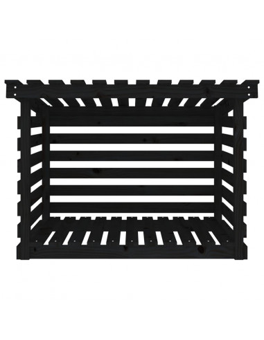 Portalegna Nero 108x73x79 cm in Legno Massello di Pino