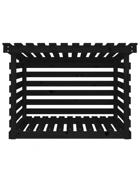 Portalegna Nero 108x73x79 cm in Legno Massello di Pino