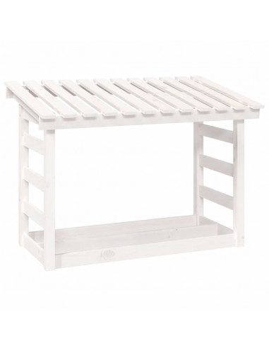 Portalegna Bianco 108x64,5x78 cm in Legno Massello di Pino