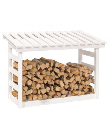 Portalegna Bianco 108x64,5x78 cm in Legno Massello di Pino