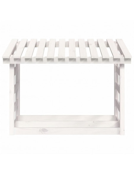 Portalegna Bianco 108x64,5x78 cm in Legno Massello di Pino
