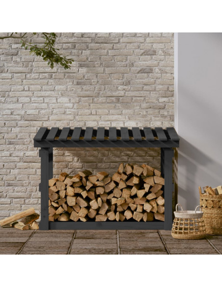 Portalegna Grigia 108x64,5x77 cm in Legno Massello di Pino