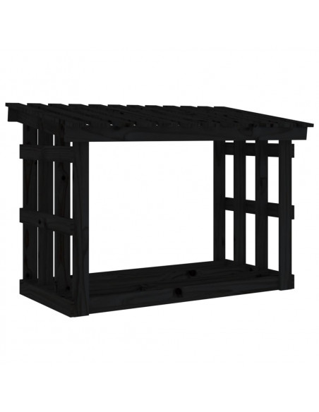 Portalegna Nero 108x64,5x77 cm in Legno Massello di Pino