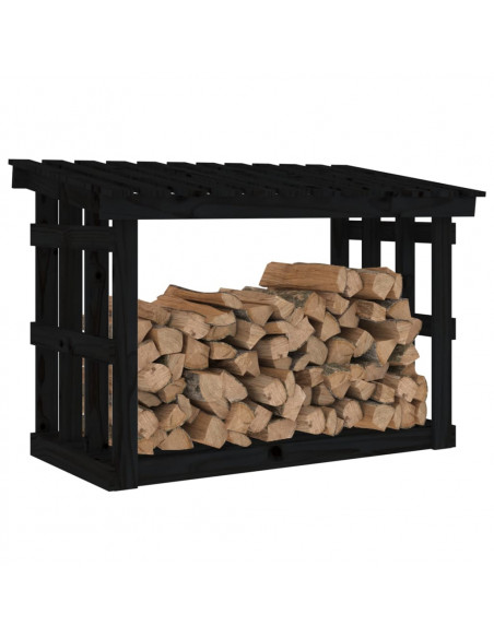 Portalegna Nero 108x64,5x77 cm in Legno Massello di Pino