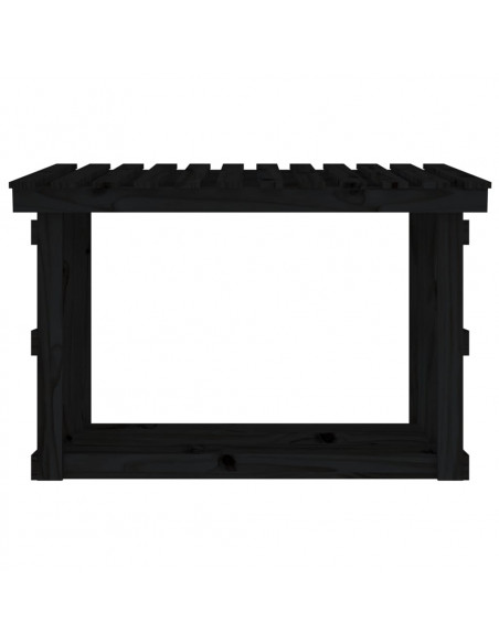 Portalegna Nero 108x64,5x77 cm in Legno Massello di Pino