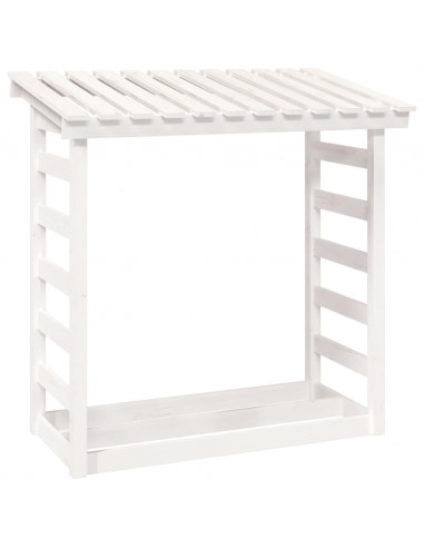 Portalegna Bianco 108x64,5x110 cm in Legno Massello di Pino