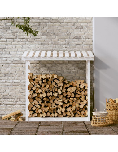 Portalegna Bianco 108x64,5x110 cm in Legno Massello di Pino