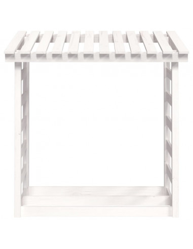 Portalegna Bianco 108x64,5x110 cm in Legno Massello di Pino