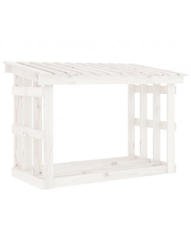Portalegna Bianco 108x64,5x77 cm in Legno Massello di Pino