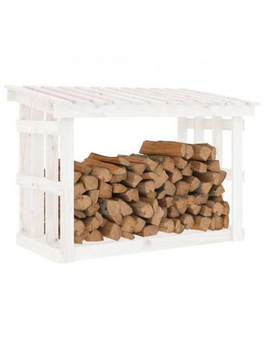 Portalegna Bianco 108x64,5x77 cm in Legno Massello di Pino