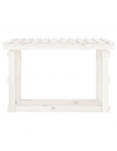 Portalegna Bianco 108x64,5x77 cm in Legno Massello di Pino