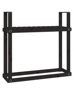 Portalegna Nero 110x35x108,5 cm in Legno Massello di Pino 2