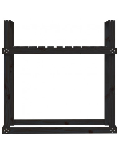 Portalegna Nero 110x35x108,5 cm in Legno Massello di Pino