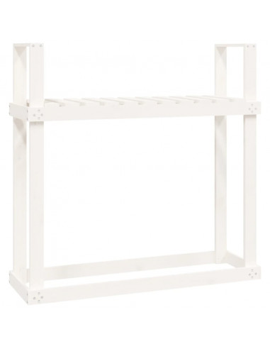 Portalegna Bianco 110x35x108,5 cm in Legno Massello di Pino