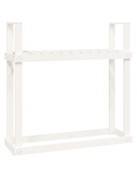 Portalegna Bianco 110x35x108,5 cm in Legno Massello di Pino
