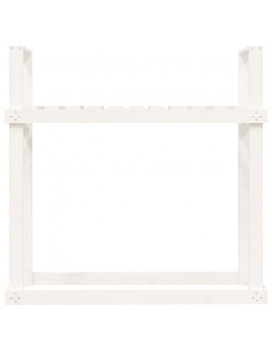 Portalegna Bianco 110x35x108,5 cm in Legno Massello di Pino