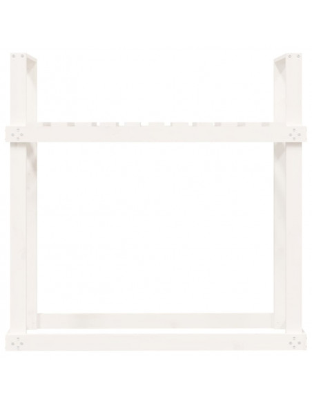 Portalegna Bianco 110x35x108,5 cm in Legno Massello di Pino