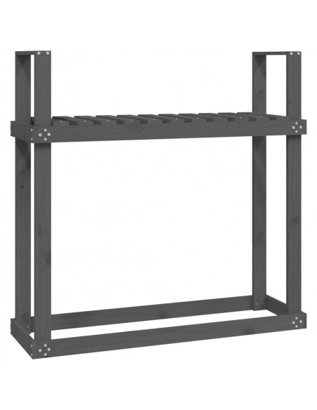 Portalegna Grigio 110x35x108,5 cm in Legno Massello di Pino
