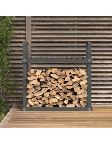 Portalegna Grigio 110x35x108,5 cm in Legno Massello di Pino