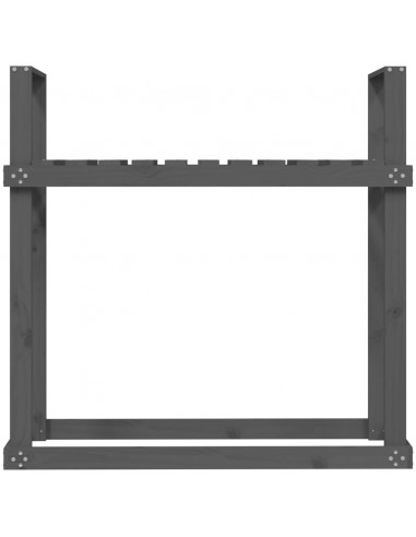 Portalegna Grigio 110x35x108,5 cm in Legno Massello di Pino