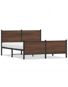 Giroletto Testiera e Pediera Metallo Rovere Marrone 140x200 cm 2