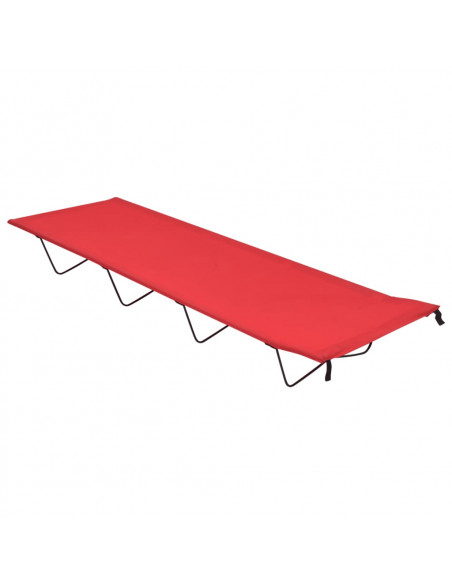 Letto da Campeggio 180x60x19 cm Tessuto Oxford e Acciaio Rosso