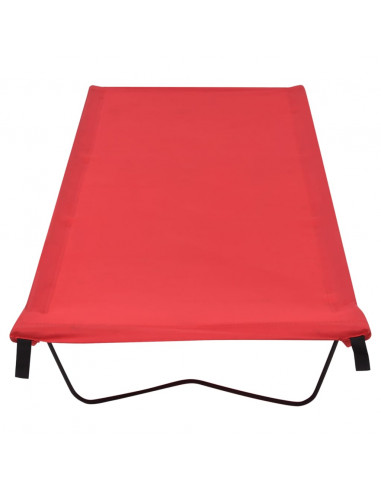 Letto da Campeggio 180x60x19 cm Tessuto Oxford e Acciaio Rosso