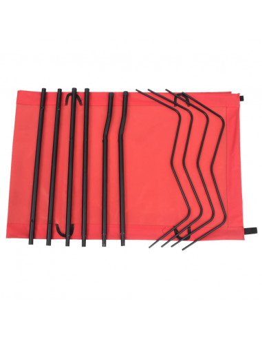 Letto da Campeggio 180x60x19 cm Tessuto Oxford e Acciaio Rosso