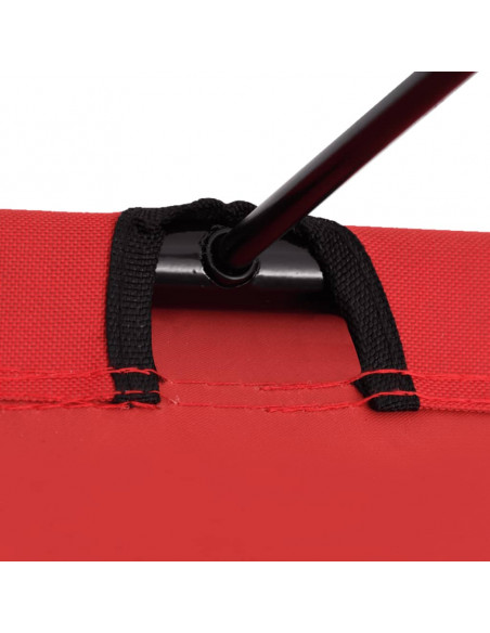 Letto da Campeggio 180x60x19 cm Tessuto Oxford e Acciaio Rosso