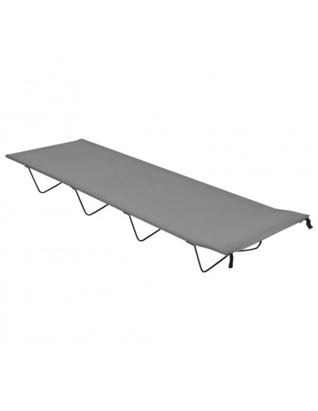 Lettino da Campeggio 180x60x19cm Tessuto Oxford e Acciaio Grigio