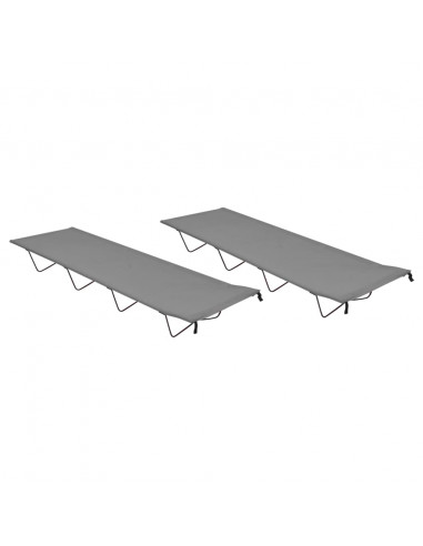 Lettini Campeggio 2pz 180x60x19cm Tessuto Oxford Acciaio Grigio