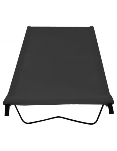 Lettini Campeggio 2 pz 180x60x19 cm Tessuto Oxford Acciaio Nero