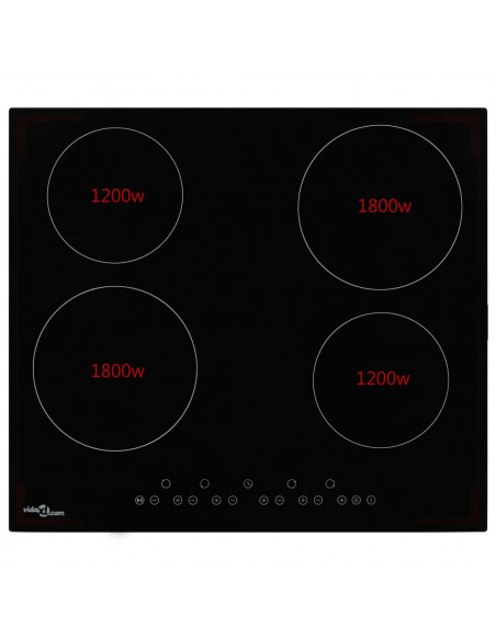 Piano Cottura in Ceramica con 4 Zone e Controlli Touch 6000 W