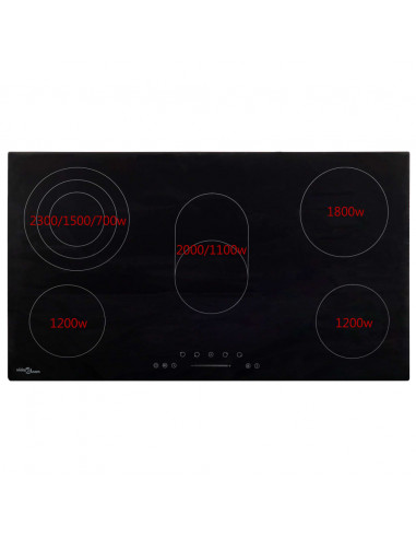 Piano Cottura in Ceramica 5 Zone e Controlli Touch 77 cm 8500 W