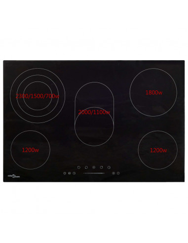 Piano Cottura in Ceramica 5 Zone e Controlli Touch 90 cm 8500 W