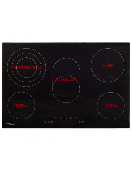 Piano Cottura in Ceramica 5 Zone e Controlli Touch 90 cm 8500 W