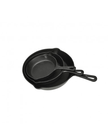 Set 3 Padelle in Ghisa Bistecchiere per Barbecue