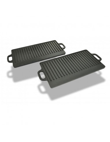 Set Padella e Griglia in Ghisa Reversibile 2 pz 38x23 cm