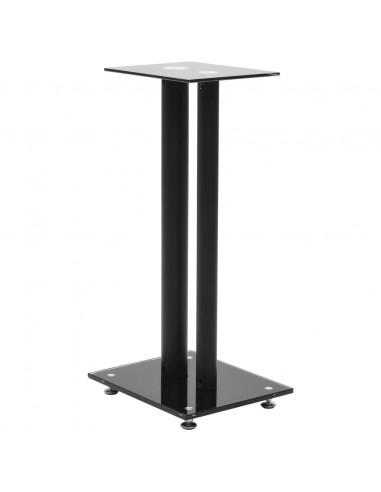 Supporti per Altoparlanti 2 pz Vetro Temperato a Colonna Nero