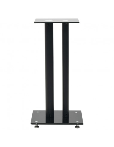 Supporti per Altoparlanti 2 pz Vetro Temperato a Colonna Nero