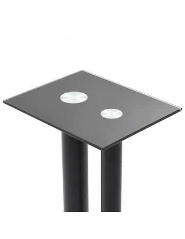 Supporti per Altoparlanti 2 pz Vetro Temperato a Colonna Nero