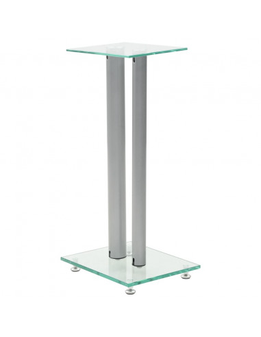 Supporti per Altoparlanti 2pz Vetro Temperato a Colonne Argento